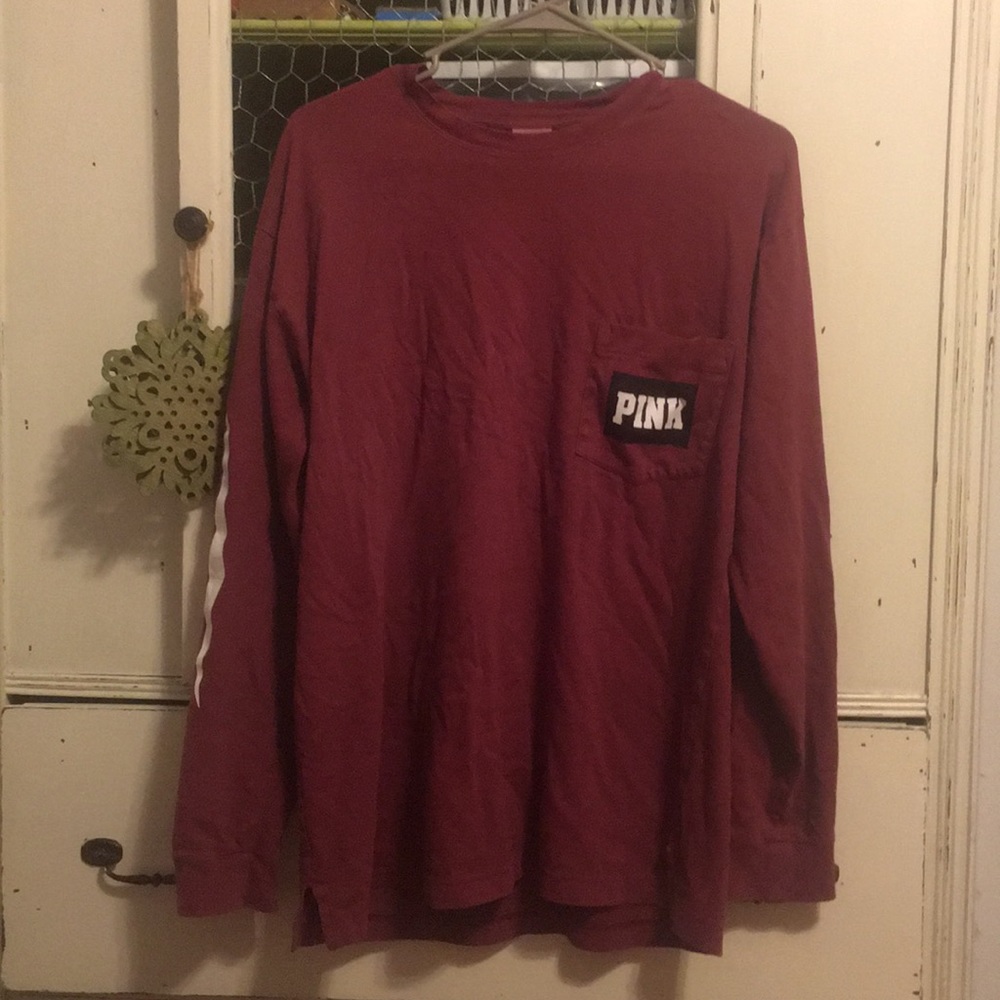 maroon vs pink long sleeve shirt